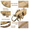 Tactical Dog Harness With Pouches; Adjustable Harness With 3 Detachable Pockets - Khaki - S