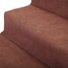 3 Steps Pet Stairs for Dogs and Cats - Dark Brown - brown suede