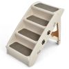 4 Step Anti-Slip Collapsible Plastic Pet Stairs Ladder For Small Dog and Cats - Beige - Pet