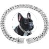 Dog Chain Crystal Artificial Diamondoid Dog Collar Walking Metal Chain Collar With Secure Buckle - Silver Gray - 3XL