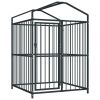 Outdoor Dog Kennel with Roof 47.2"x47.2"x59" - Black