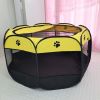 Oxford cloth folding pet tent cat kennel dog kennel cat delivery room indoor pet fence octagonal pet fence - Yellow black - 74*74*43