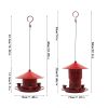 Hanging Hummingbird Feeder; 3 Feeder Ports for Birds; outdoor garden decoration; iron bird feeder; water feeder - red - Stretchable