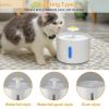 2.4L Automatic Dog Cat Water Fountain Electric LED Pet Flower Water Dispenser Ultra Silent Health Cat Waterer Auto Off Level Window - Grey - US Plug