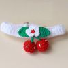 Red Pet Cat Collar Handmade Knitting Necklace Teddy Bichon Cherry Crochet Scarf Bib - Default