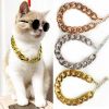 Pet gold collar Dog Chain Collar Keji Teddy Fadou domineering big gold necklace cat playing cool jewelry big gold chain - golden - 45cm necklace +7cm