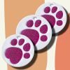 Personalized Dog Tags; Engraved Footprints Cat Tags; Anti-lost Round Pet ID Tags For Dogs & Cats - Burgundy - one-size