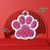 New Year Pet ID Tags; Personalized Dogs Tags; Footprint Engraved Dog Tag Ornament - Rose Red - one-size