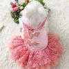 New Year Dog Dress; Festive Pet Dress; Floral Dog Costumes; Pet Clothes For Small Medium Dogs & Cats - Pink - S