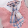 Sweet Bowknot Dog Sweater Dress; Winter Warm Pet Clothes; Costume For Small Medium Large Dog & Cat - Pink - XS