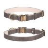 Leather dog collar; Leather Dog Collar Soft Padded Breathable Adjustable Tactical Pet Collar with Durable Metal Buckle for Small Medium Large Dogs - L