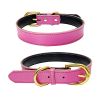 Genuine Leather Dog Collar; Wide Dog Collar; Soft Padded Breathable Adjustable Tactical Waterproof Pet Collar - Rose red - XS 30*1.5cm