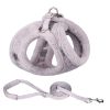 Soft and Warm Dog Harness and Leash Set - Winter Plush Dog Vest Harness with Reflective Bands - Set: grey - XL