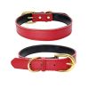 Genuine Leather Dog Collar; Wide Dog Collar; Soft Padded Breathable Adjustable Tactical Waterproof Pet Collar - Rose red - XS 30*1.5cm