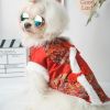 Chinese New Year Fleece Cat Clothes Coat; Pet Jacket Costumes; Tang Suits For Small Medium Dogs - Red - L