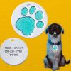 Personalized Dog Tags; Engraved Footprints Cat Tags; Anti-lost Round Pet ID Tags For Dogs & Cats - Viridity - one-size