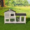 Chicken House; 58" Waterproof Wooden Animal Hutch; Indoor Outdoor Chicken Coop Rabbit Hutch Kit w/Roof; Garden Backyard Rabbit Cage/Guinea Pig House/H