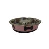 Slow Feeder Spill Proof Pet Bowl with Rubber Base and Bone Design; Pink and Black - as Pic