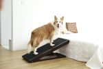 Adjustable Pet Ramp;  Folding Portable Wooden Dog Cat Ramp;  Non-Slip Paw Traction Mat Dog Step for Car;  SUV;  Bed;  Couch;  Adjustable Height from 9