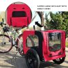 Bicycle trailer for pets outdoor foldable red color dog trailer with reflectors and safty flag - as Pic