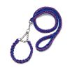 Eight-strand nylon braided dog collar leash dog chain impact blasting chain pet leash - blue and purple - XL