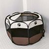 Oxford cloth folding pet tent cat kennel dog kennel cat delivery room indoor pet fence octagonal pet fence - Rice coffee - 114*114*58cm