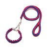 Eight-strand nylon braided dog collar leash dog chain impact blasting chain pet leash - Red and blue - M