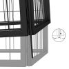 Dog Playpen 6 Panels Black 19.7"x39.4" Powder-coated Steel - Black