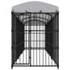 Outdoor Dog Kennel with Roof 177.2"x59.1"x82.7" - Black