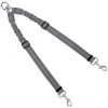 Dog Double Leashes - No Tangle Dog Leash Coupler; Comfortable Shock Absorbing Reflective Bungee Lead for Nighttime Safety - grey