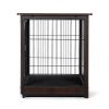 Indoor Dog Crate, Sofa Side End Table, 2-Tier Wooden Pet Cage with Removable Tray, Walnut - medium