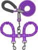 Dual Dog Leash; Double Dog Leash; 360 Swivel No Tangle Walking Leash; Shock Absorbing Bungee for Two Dogs - Purple - length:90cm