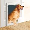 Foldable Plastic Pet Dog Cat Flap Door Pet Screen Dog Fence Home Automatic Flap Door - White - S 24x29 cm