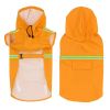 Pet raincoat for large and small dog; PU waterproof big dog raincoat; outdoor reflective dog raincoat - orange - S