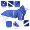 Pet raincoat for large and small dog; PU waterproof big dog raincoat; outdoor reflective dog raincoat - Blue - 3XL