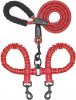 Dual Dog Leash; Double Dog Leash; 360 Swivel No Tangle Walking Leash; Shock Absorbing Bungee for Two Dogs - Red - length:90cm