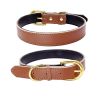 Genuine Leather Dog Collar; Wide Dog Collar; Soft Padded Breathable Adjustable Tactical Waterproof Pet Collar - Brown - S 37*1.5cm