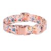 Sunflower pet collar cotton breathable dog collar pet supplies wholesale - Floral blue - S width 1.5 adjustment 26-42cm