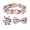 1pc Adjustable Soft Dog Collar With Print Flower Multicolor Cute Patterns - Orange - L