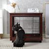 31' Length Furniture Style Pet Dog Crate Cage End Table with Wooden Structure and Iron Wire and Lockable Caters;  Medium Dog House Indoor Use. - Brown