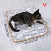 Warming Pet Pad Cartoon Paw Print Cat Warm Bed Plush Sleeping Pad For Small Puppy Dogs Kitten - L