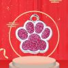 New Year Pet ID Tags; Personalized Dogs Tags; Footprint Engraved Dog Tag Ornament - Rose Red - one-size