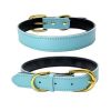 Genuine Leather Dog Collar; Wide Dog Collar; Soft Padded Breathable Adjustable Tactical Waterproof Pet Collar - Blue - M 42*2.0cm