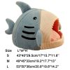 Washable Shark Cat House Cute Pet Sleeping Bed Warm Soft Cat Nest Kennel Kitten Cave  - Grey - M 49x45x33 cm