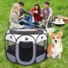 Folding Dog House Octagonal Cage Pet Cage Portable Pet Tent Large Dogs House - Brown - M 91x91x58 cm