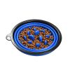 Portable Pet Feeder Travel Foldable Pet Dog Bowl Silicone Collapsible Slow 350ml/1000ml Feeding Bowl  - Blue - Diameter 18 cm