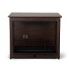 Indoor Dog Crate, Sofa Side End Table, 2-Tier Wooden Pet Cage with Removable Tray, Walnut - medium