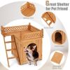 New Style Wood Pet Dog House With Roof Balcony And Bed Shelter - brown - Pets