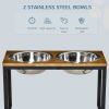 Elevated Dog Bowls Stand with 2 Stainless Steel Bowls - Natural - Pet Supplies