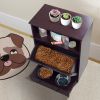 Pet Feeder Station with Storage; Made of MDF and Waterproof Painted; Dog and Cat Feeder Cabinet with Stainless Bowl - as Pic